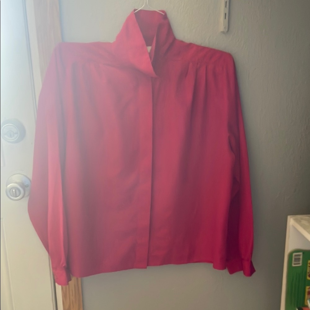 Red Blazer with High Collar and Zipper Closure